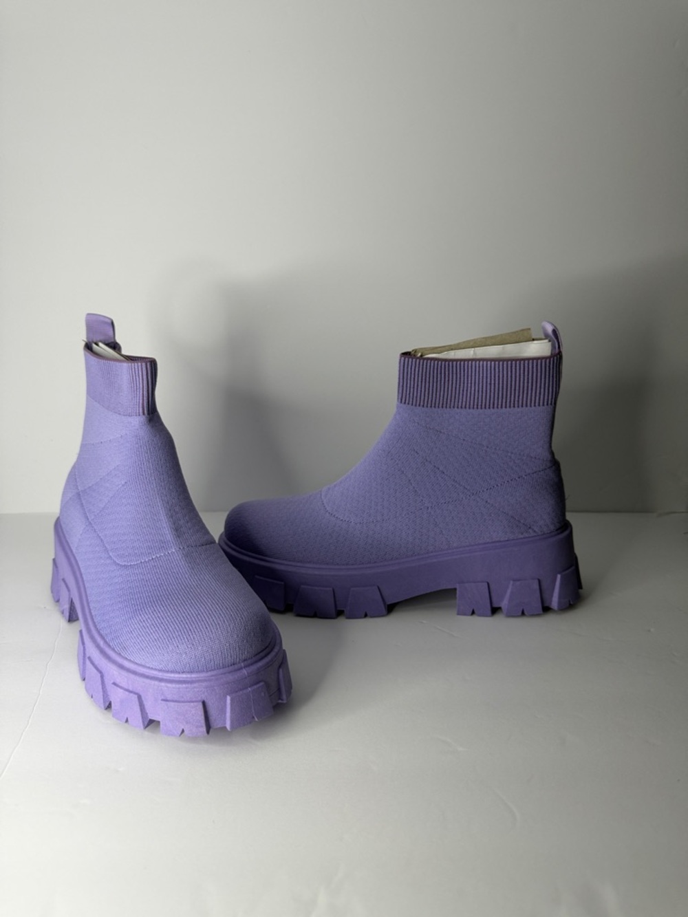 Cape Robbin Lavender Chunky Knit Chelsea Booties - Picture 2 of 5